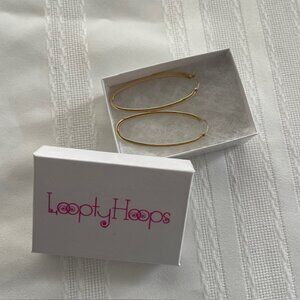 14K Yellow Gold Oval Hoop Earrings w/ Square Tube